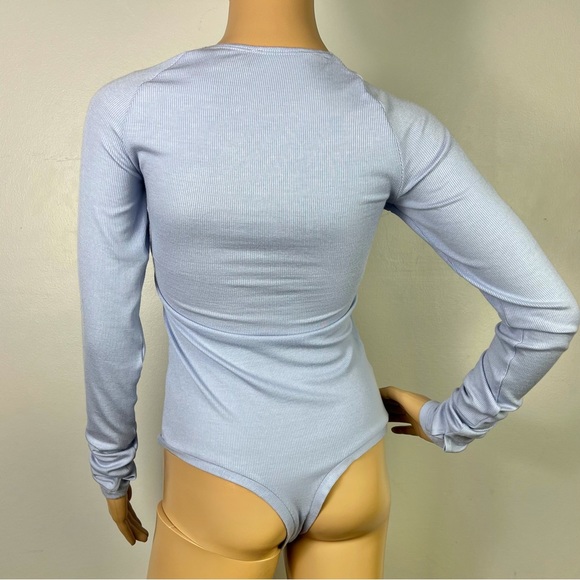 ALIX NYC BLUE RIBBED LONG SLEEVE BODYSUIT - Picture 8 of 9